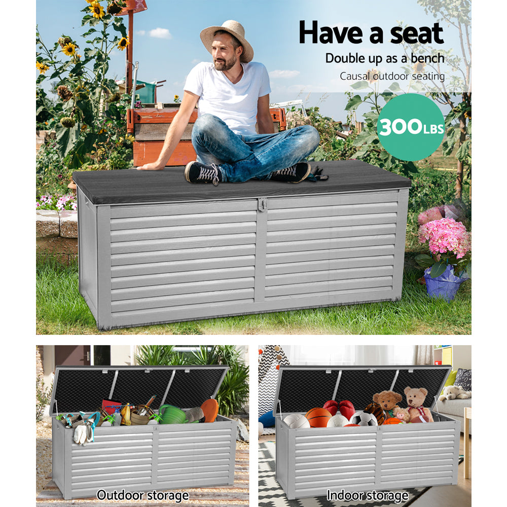 Gardeon 390L Lockable Outdoor Storage Bench Box — Black, Weather-Resistant — Allure Home Collections