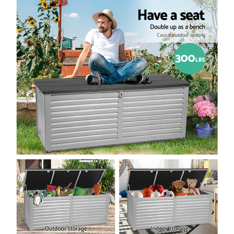Gardeon 390L Lockable Outdoor Storage Bench Box — Black, Weather-Resistant — Allure Home Collections