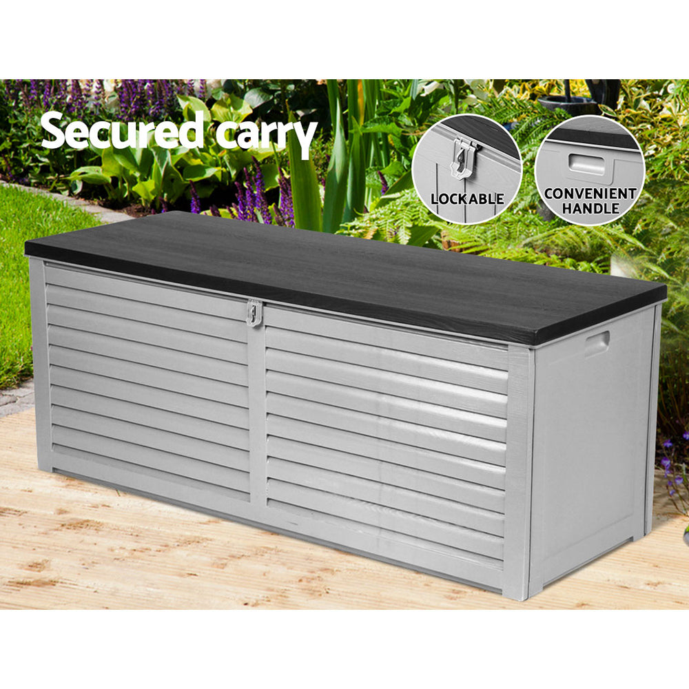 Gardeon 390L Lockable Outdoor Storage Bench Box — Black, Weather-Resistant — Allure Home Collections