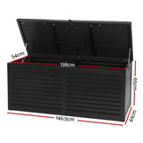 Gardeon 490L Lockable Outdoor Storage Bench Box — All-Black, Weather-Resistant — Allure Home Collections