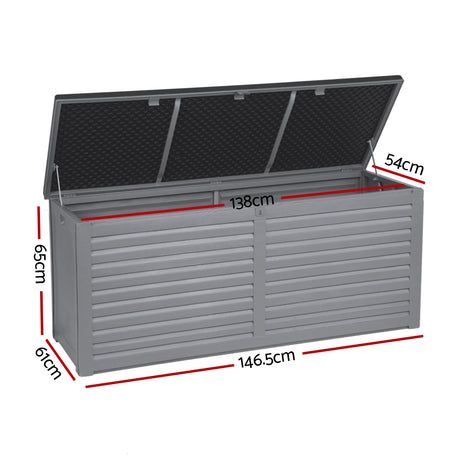 Gardeon 490L Lockable Outdoor Storage Bench Box — Black, Weather-Resistant — Allure Home Collections