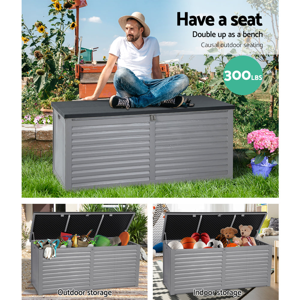Gardeon 490L Lockable Outdoor Storage Bench Box — Black, Weather-Resistant — Allure Home Collections