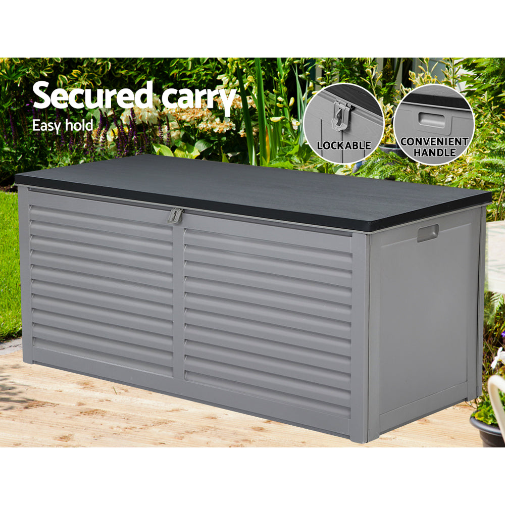 Gardeon 490L Lockable Outdoor Storage Bench Box — Black, Weather-Resistant — Allure Home Collections