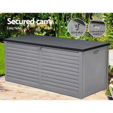 Gardeon 490L Lockable Outdoor Storage Bench Box — Black, Weather-Resistant — Allure Home Collections