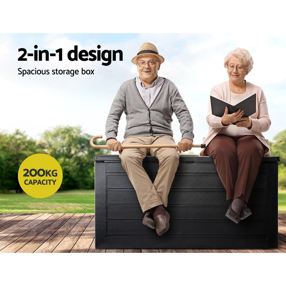 Gardeon 680L Lockable Outdoor Storage Box — All-Black, Weather-Resistant — Allure Home Collections