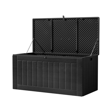 Outdoor Storage Box 830L Lockable Storage Bench - All Black