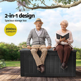 Naretha Lockable Outdoor Storage Box Bench, 830L, Black
