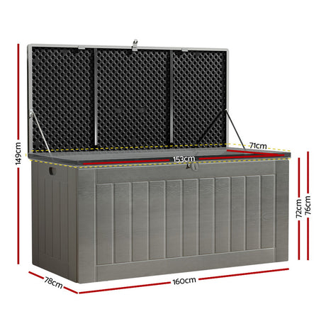 Gardeon 830L Lockable Outdoor Storage Bench Box — 2-in-1, Weather-Resistant, Black — Allure Home Collections