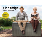 Gardeon 830L Lockable Outdoor Storage Bench Box — 2-in-1, Weather-Resistant, Black — Allure Home Collections
