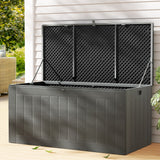 Gardeon 830L Lockable Outdoor Storage Bench Box — 2-in-1, Weather-Resistant, Black — Allure Home Collections