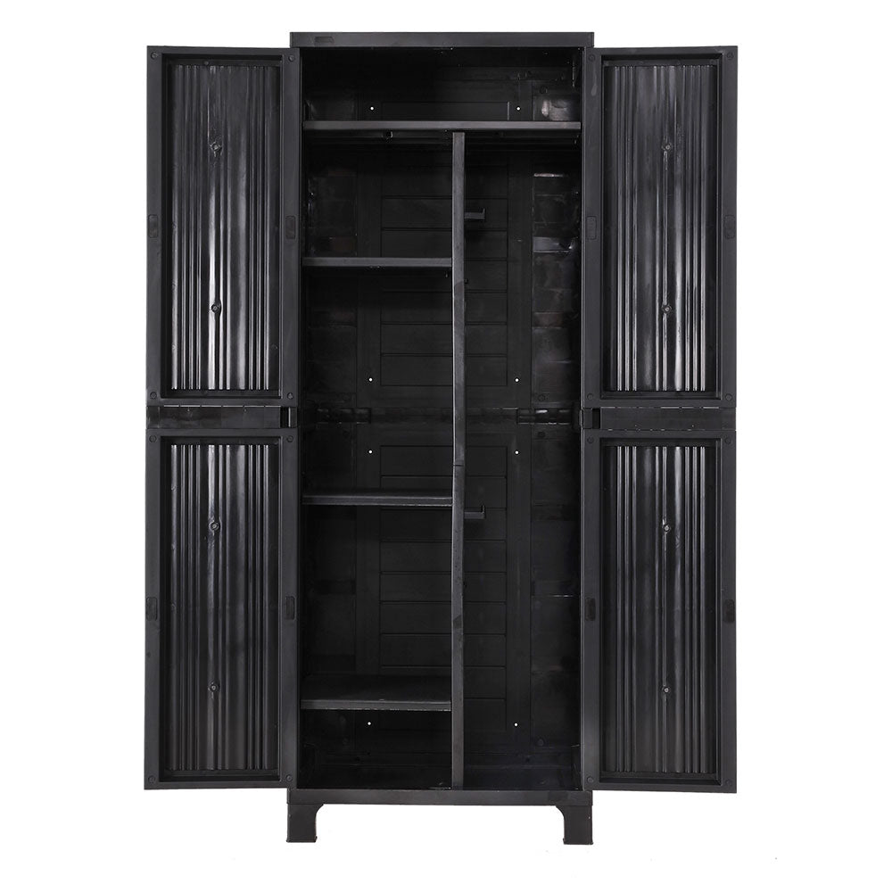 Black outdoor storage cabinet cupboard 173cm with lockable doors - image 2