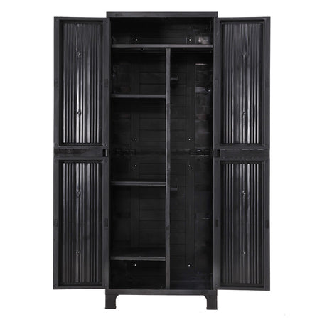 Black outdoor storage cabinet cupboard 173cm with lockable doors - image 2