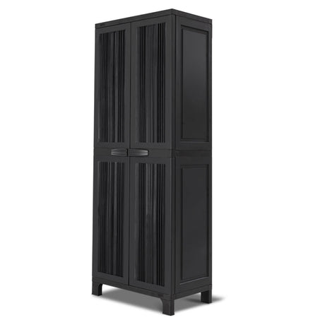 Black outdoor storage cabinet cupboard 173cm with adjustable shelves - image 4