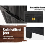 Black outdoor storage cabinet cupboard 173cm on stilted feet - image 6