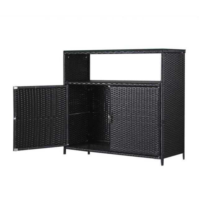 Gardeon Outdoor Wicker Storage Cabinet and Bar Table — 2-in-1 Design — Allure Home Collections
