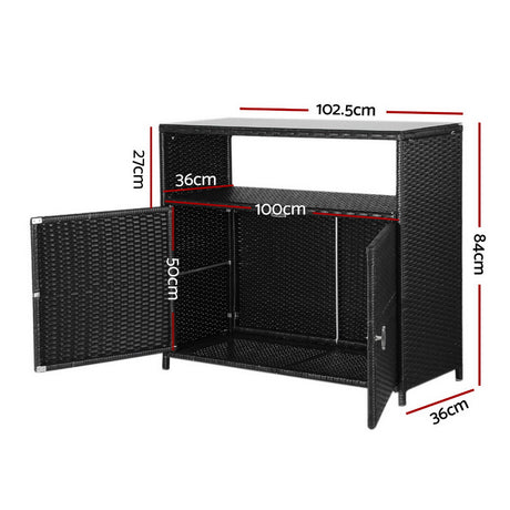 Gardeon Outdoor Wicker Storage Cabinet and Bar Table — 2-in-1 Design — Allure Home Collections
