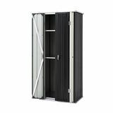 Black lockable outdoor storage cabinet with adjustable shelves (view 9)