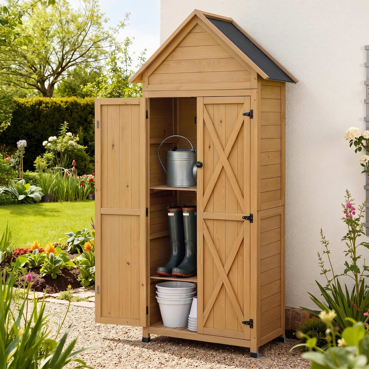 Pine Point 182cm Outdoor Storage Cabinet, Natural