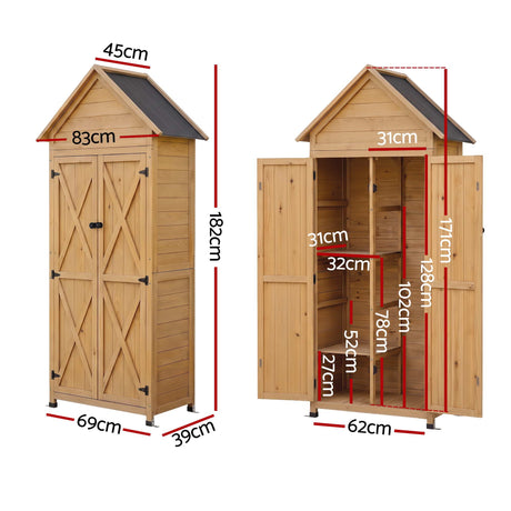 Pine Point 182cm Outdoor Storage Cabinet, Natural