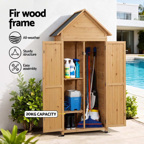 Pine Point 182cm Outdoor Storage Cabinet, Natural