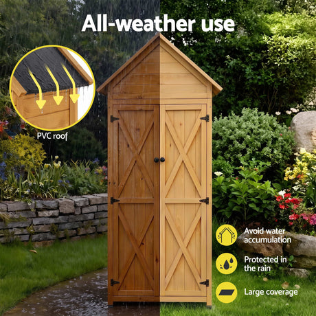 Pine Point 182cm Outdoor Storage Cabinet, Natural