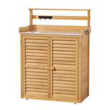 Gardeon Outdoor Storage Cabinet and Potting Bench — 2-in-1 Fir Wood Workbench — Allure Home Collections