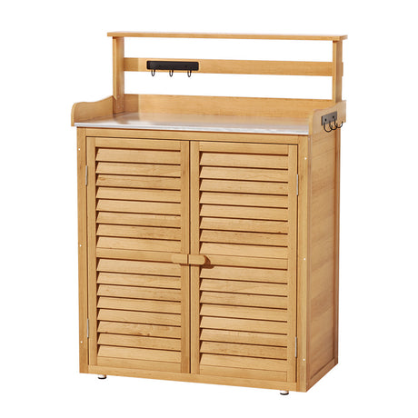 Gardeon Outdoor Storage Cabinet and Potting Bench — 2-in-1 Fir Wood Workbench — Allure Home Collections