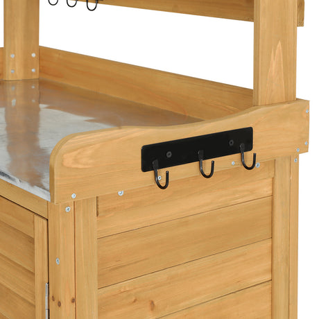 Gardeon Outdoor Storage Cabinet and Potting Bench — 2-in-1 Fir Wood Workbench — Allure Home Collections