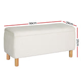 Artiss 99cm Boucle Teddy Fabric Storage Ottoman White — Allure Home Collections