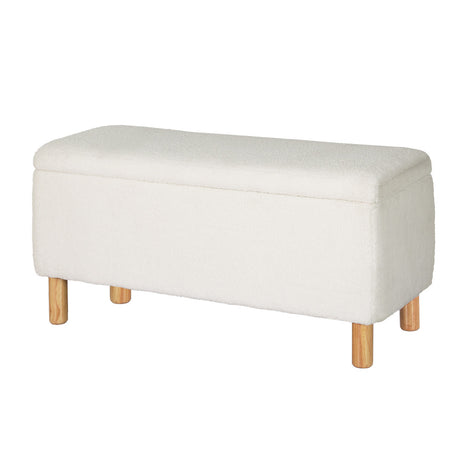 Artiss 99cm Boucle Teddy Fabric Storage Ottoman White — Allure Home Collections