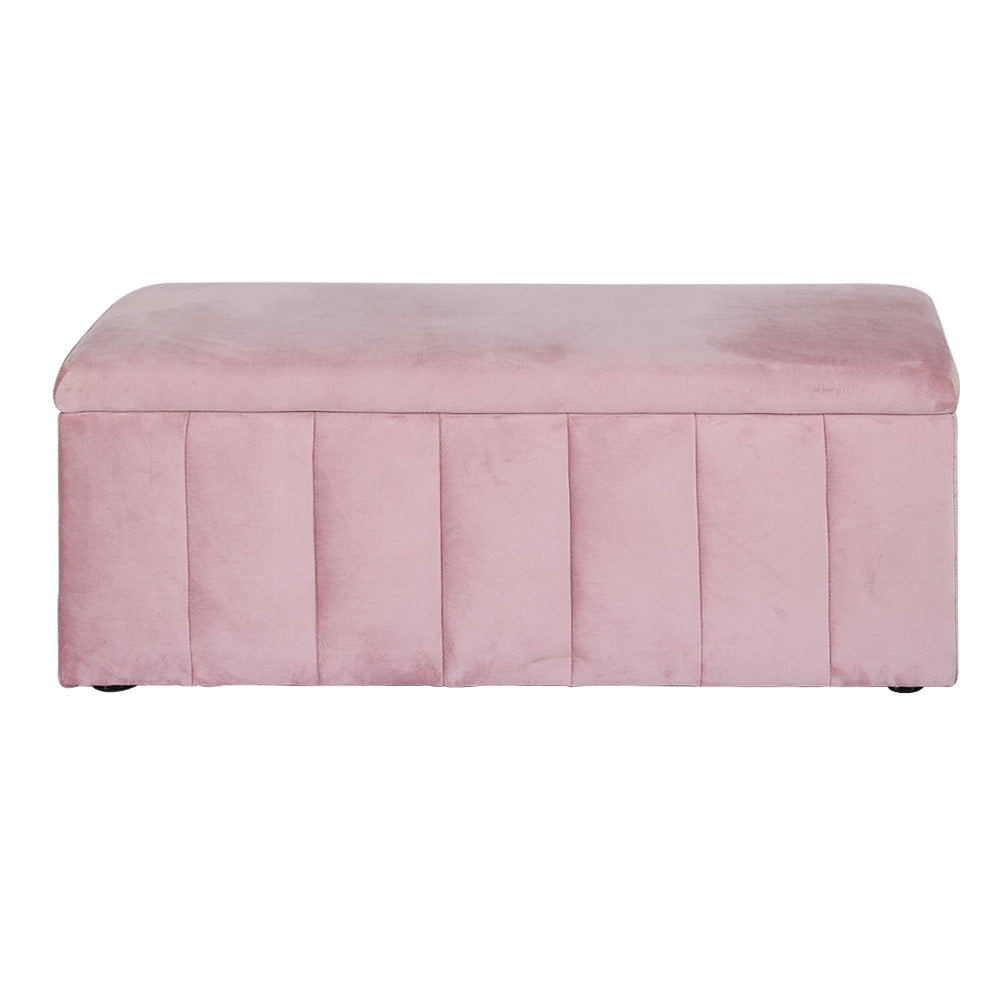 Artiss 103cm Velvet Storage Ottoman Blanket Box Pink — Allure Home Collections