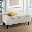 Artiss 96cm Linen Storage Ottoman Blanket Box Taupe — Allure Home Collections