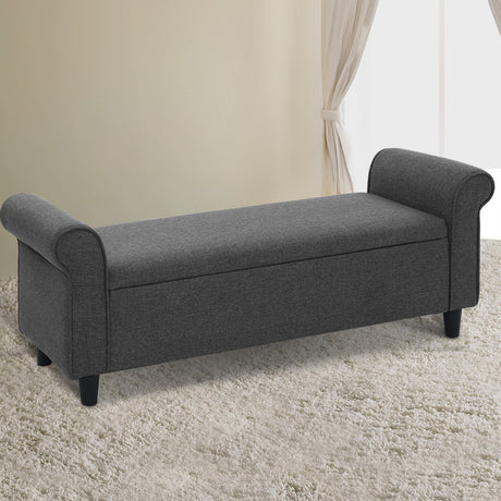 Artiss Faux Linen Storage Ottoman Upholstered Bench with Lift Up Lid Taupe or Grey — Allure Home Collections