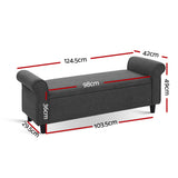 Artiss Faux Linen Storage Ottoman Upholstered Bench with Lift Up Lid Taupe or Grey — Allure Home Collections