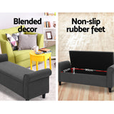 Artiss Faux Linen Storage Ottoman Upholstered Bench with Lift Up Lid Taupe or Grey — Allure Home Collections