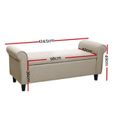 Artiss Faux Linen Storage Ottoman Upholstered Bench with Lift Up Lid Taupe or Grey — Allure Home Collections