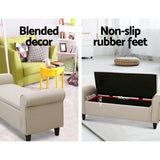 Artiss Faux Linen Storage Ottoman Upholstered Bench with Lift Up Lid Taupe or Grey — Allure Home Collections