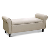 Artiss Faux Linen Storage Ottoman Upholstered Bench with Lift Up Lid Taupe or Grey — Allure Home Collections