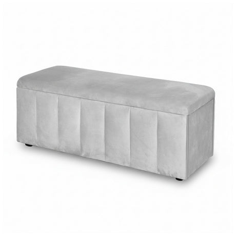 Artiss 103cm Velvet Storage Ottoman Blanket Box Grey — Allure Home Collections