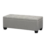 Artiss 97cm Button Tufted Linen Storage Ottoman Blanket Box Grey — Allure Home Collections