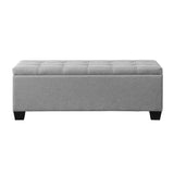 Artiss 97cm Button Tufted Linen Storage Ottoman Blanket Box Grey — Allure Home Collections