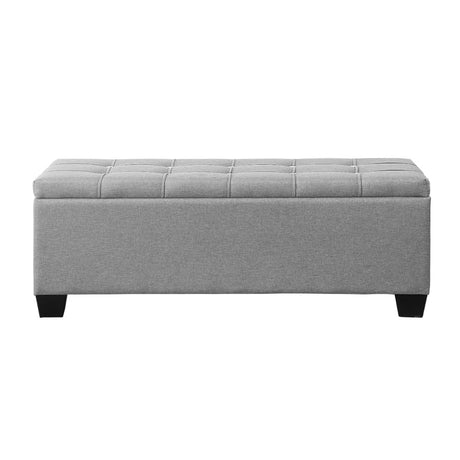 Artiss 97cm Button Tufted Linen Storage Ottoman Blanket Box Grey — Allure Home Collections