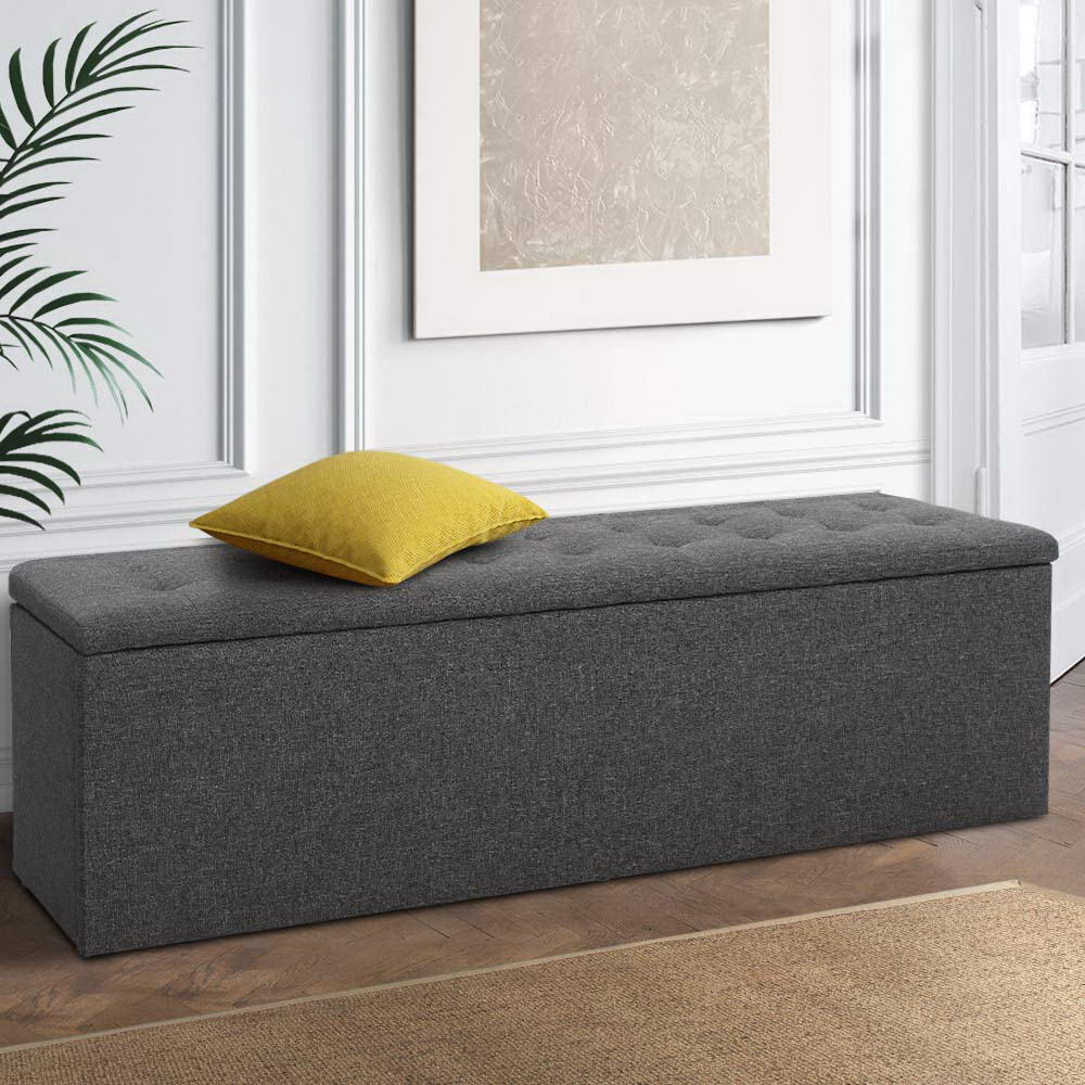 Artiss Tufted Upholstered Storage Ottoman Bench Lift Up Lid Grey Dark Grey or Black — Allure Home Collections