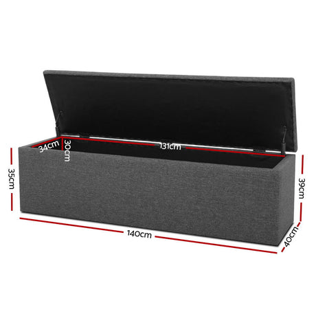 Artiss Tufted Upholstered Storage Ottoman Bench Lift Up Lid Grey Dark Grey or Black — Allure Home Collections