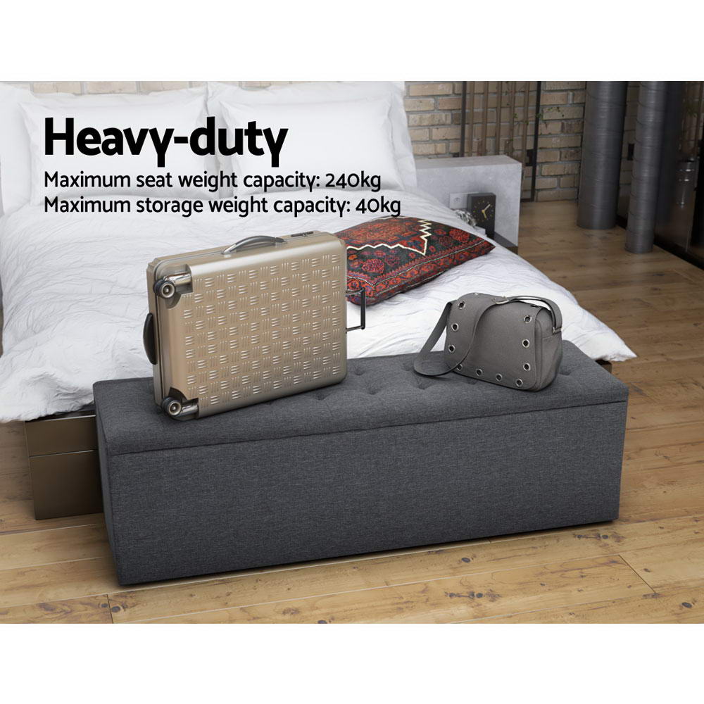 Artiss Tufted Upholstered Storage Ottoman Bench Lift Up Lid Grey Dark Grey or Black — Allure Home Collections