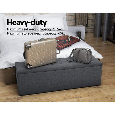 Artiss Tufted Upholstered Storage Ottoman Bench Lift Up Lid Grey Dark Grey or Black — Allure Home Collections