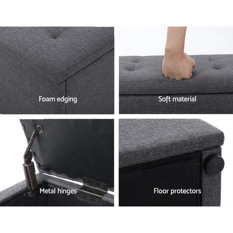 Artiss Tufted Upholstered Storage Ottoman Bench Lift Up Lid Grey Dark Grey or Black — Allure Home Collections