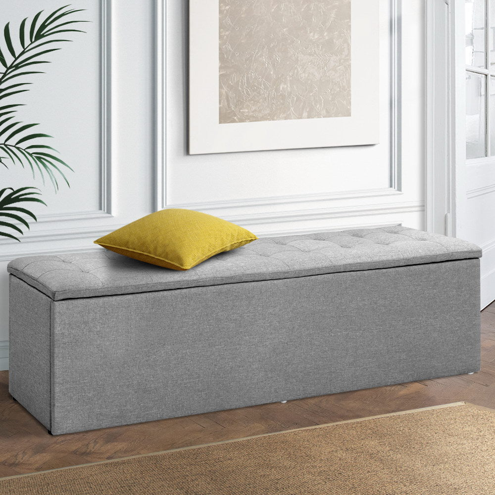 Artiss Tufted Upholstered Storage Ottoman Bench Lift Up Lid Grey Dark Grey or Black — Allure Home Collections