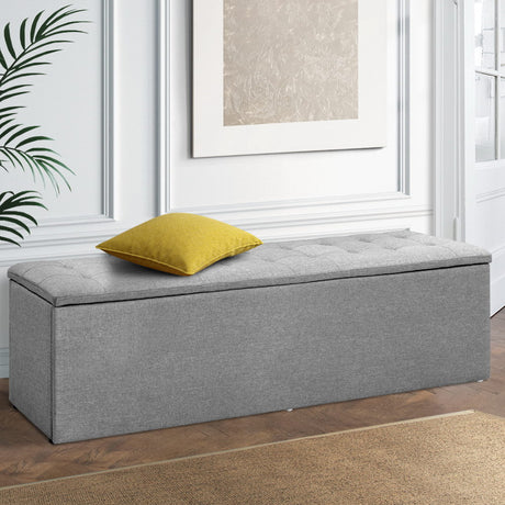 Artiss Tufted Upholstered Storage Ottoman Bench Lift Up Lid Grey Dark Grey or Black — Allure Home Collections