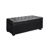 Artiss 97cm PU Leather Storage Ottoman Blanket Box Black — Allure Home Collections